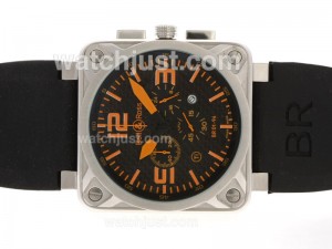 Replica Bell & Ross Br 01 94 Working Ar Coating With Orange Marking Rubber Strap Watch