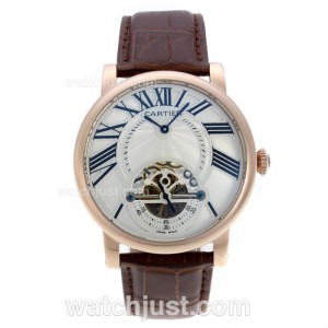 Replica Cartier Calibre De Cartier Tourbillon Automatic Rose Gold Case